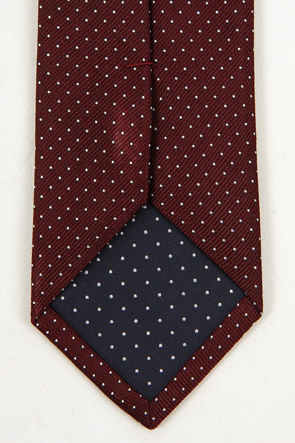 Gepunktete Krawatte. 100 % Seide. Rot und weiß. Verbindungsbinder